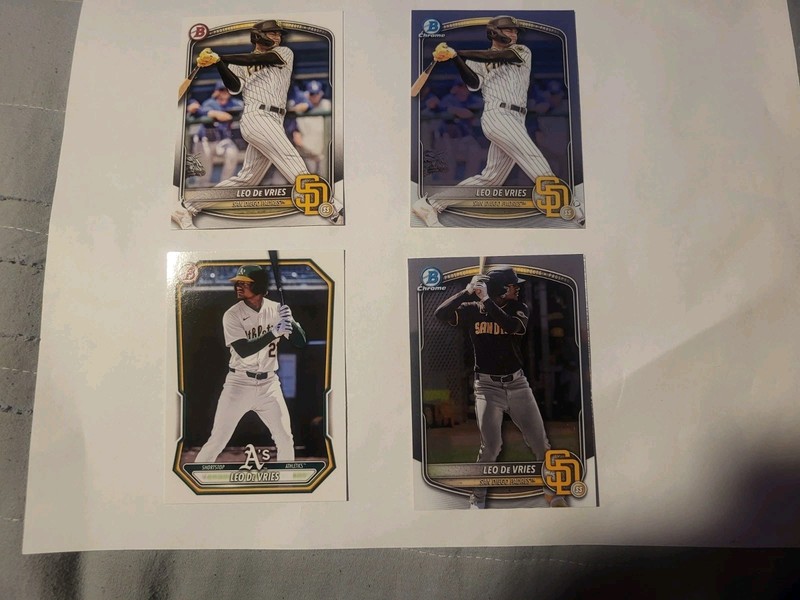 Leo DeVries Lot 4 Cards Top Prospect A's Bowman 2025-26