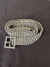 Beautiful Vintage Rhinestone Mesh Belt 33 x 0.75 Inches - Excellent Conditiob