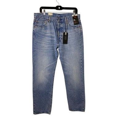 Levis 501 Original Mens 34x32 Light Blue Straight Leg Jeans Button Fly