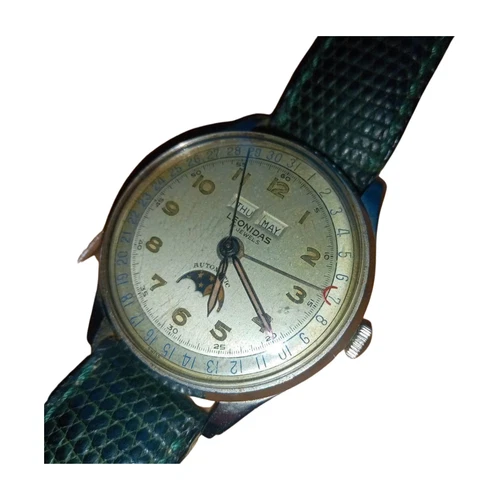 Not Working Leonidas Watch Moon Phase Triple Calendar Vintage Used - Picture 2 of 8
