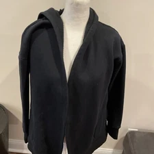 Women Active Life Size Small Black Jacket Hooded Long Sleeves Open Frontpockets
