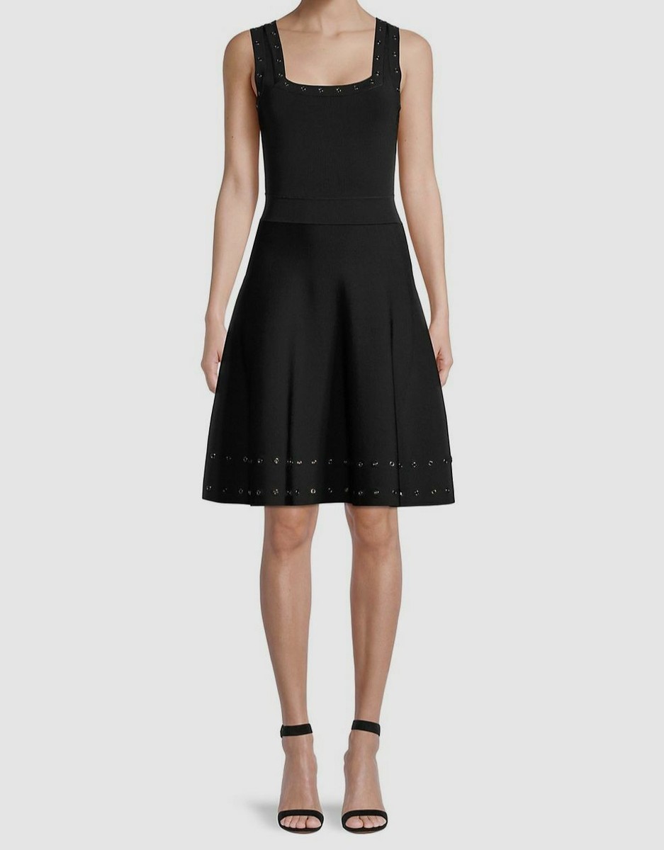 black dress square neck fit and flare Black Maxi Dress main image 0