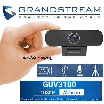 Grandstream GUV3100 Full HD USB Webcam Camera 2MP CMOS Mics Teams Zoom  Webex