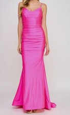 B Darlin Women's Junior's Pink Shirred Formal Lined Cowl Neck Dress Size 3/4