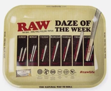 Tray RAW Days of the Week Metal Rolling Tray Paper Hookah Bong Rolling Paper Apr