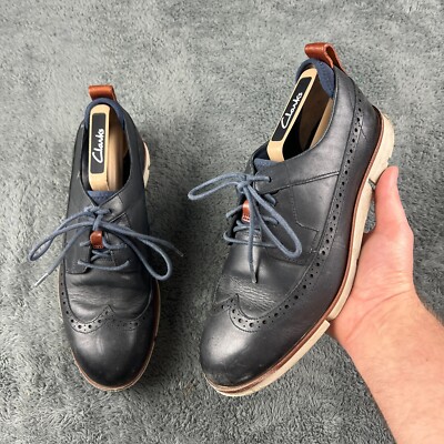 Clarks Originals Trigenic Schnürschuhe Navy Leder Herren Sportschuhe UK 6 G Preppy