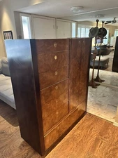 Century Furniture Mid Century Burlwood And Brass Armoire Highboy
