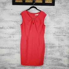 Calvin Klein Red Keyhole Sheath Cut Out Neckline Dress Sz 12 Business Casual