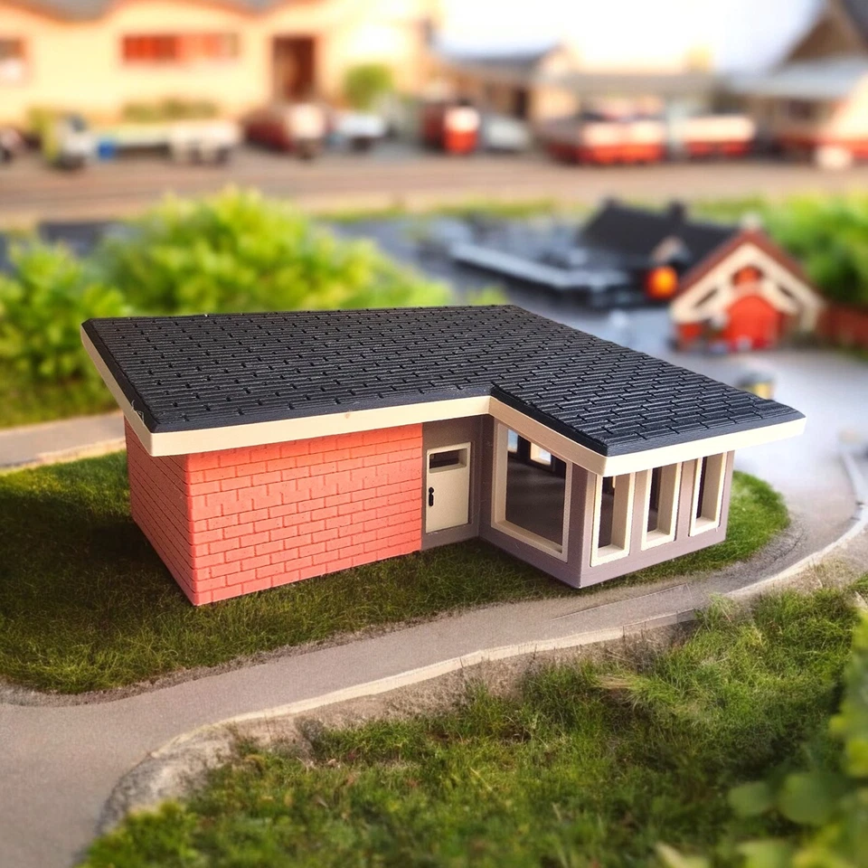 Ellsworth MidCentury Modern Brick House 1960s 1:48 0 Scale Built Building - Image 2 of 4