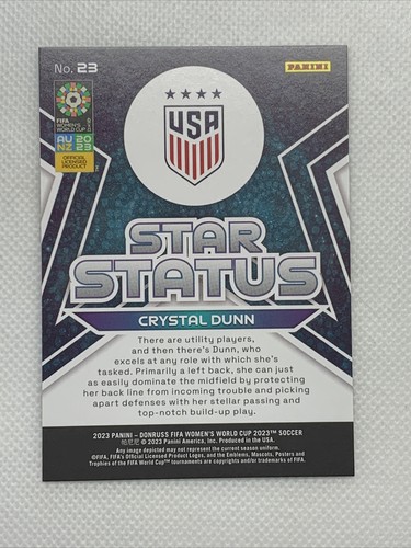 2023 Donruss FIFA Women’s World Cup CRYSTAL DUNN Star Status #32/49 USA USWNT - Picture 2 of 4