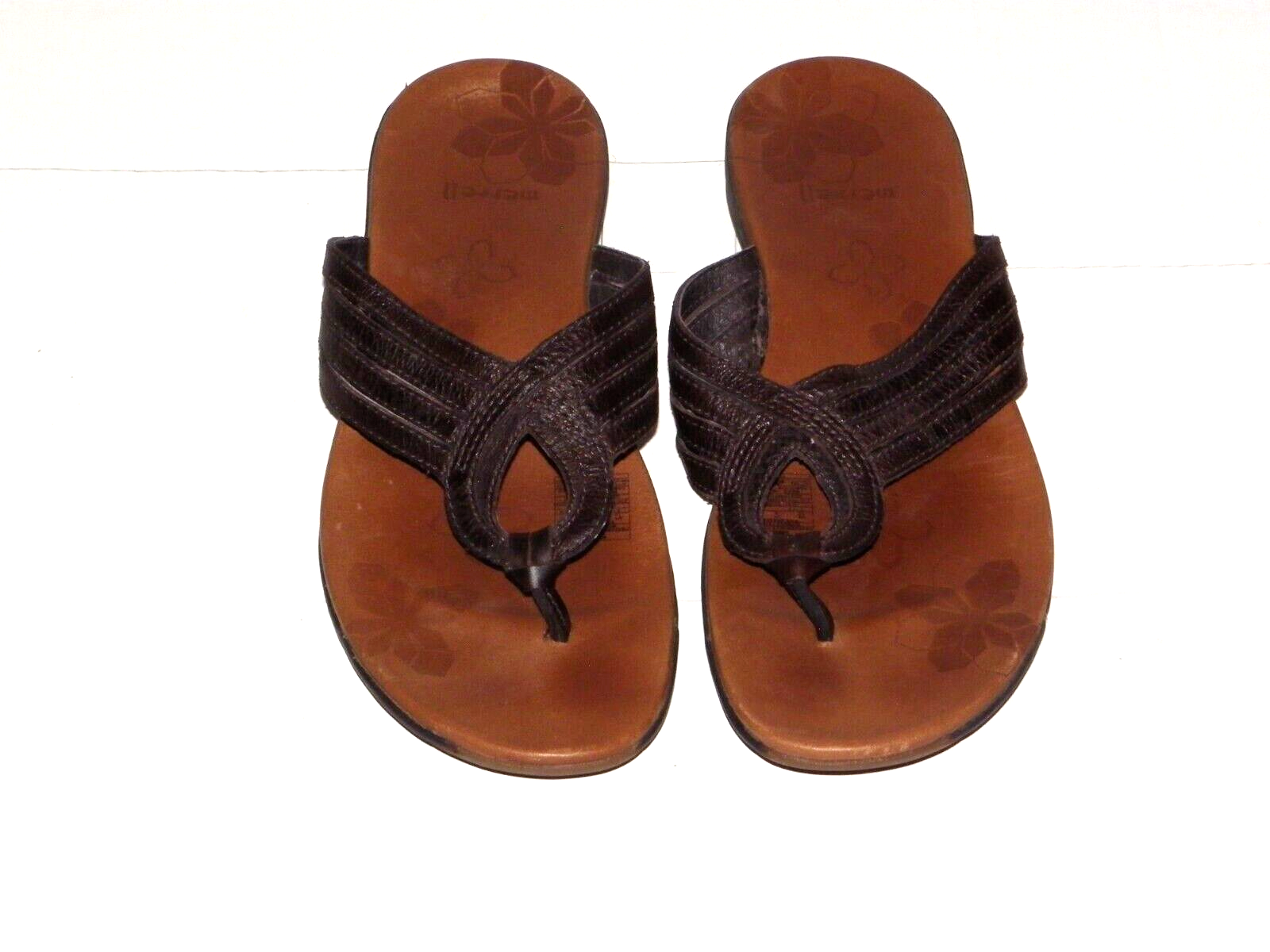 SANDALI DONNA MERRELL PELLE MOGANO SLID ON TG:10 SUPER BELLI!!!