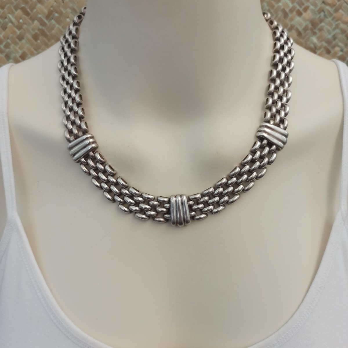 [NUAVO] 韓国☆925silver☆Pretchel chain Necklace Massive Panther Chain Necklace Sterling 925 Silver Vintage