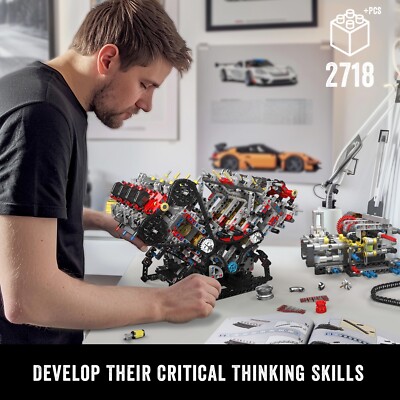 JMBricklayer L4 Engine Building Set per adulti 61128, kit motore elettrico Technic con motore, giocattoli da costruzione modello motore in scala STEM per ragazzi, ideali per la uomini (1787 pezzi