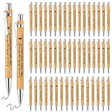 50 Pack Bible Verse Bamboo Retractable Ballpoint Pens Inspirational Writing Pen