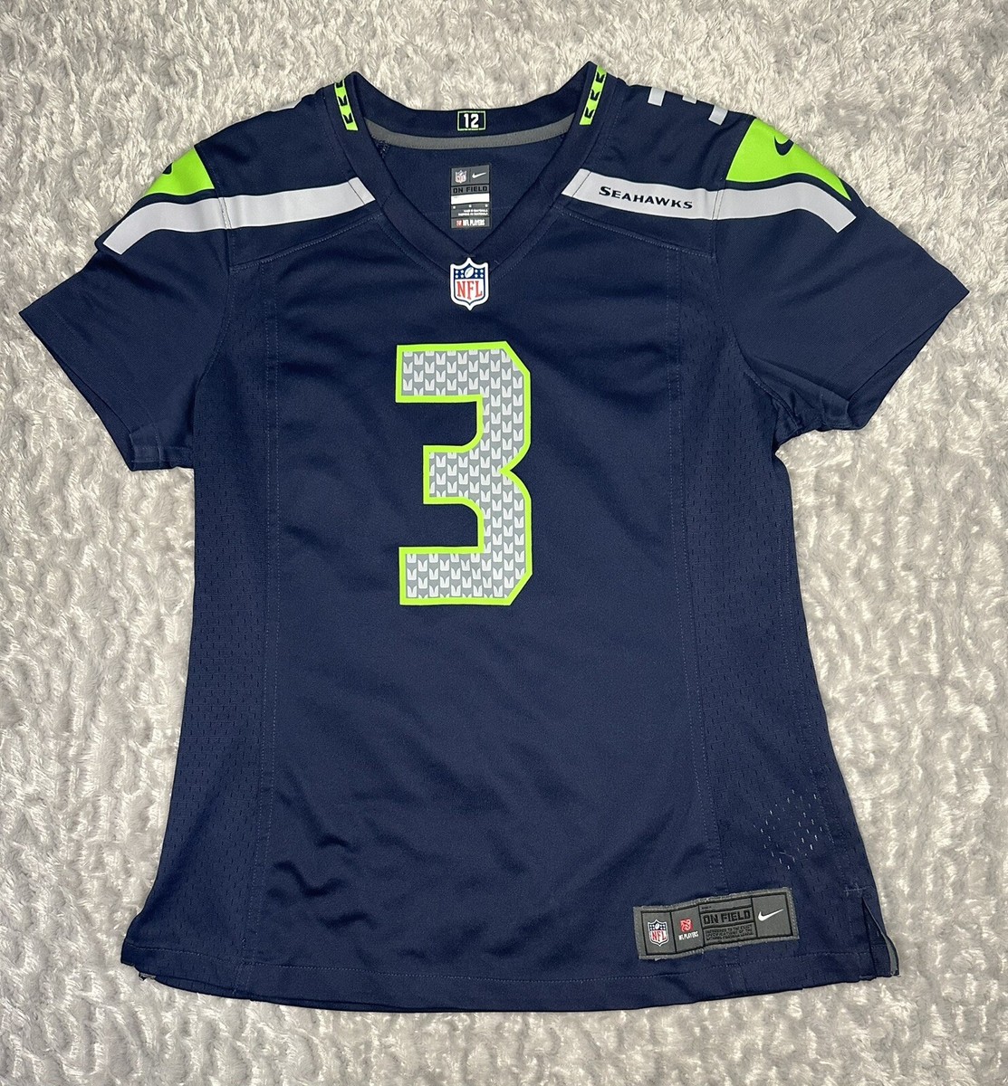 Seattle Seahawks Jersey Womens Medium Blue Russell Wilson #3 NFL