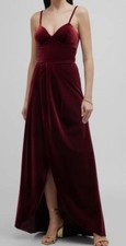 1295 Chiara Boni La Petite Robe Women's Red Sleeveless Draped Velvet Gown Sz 2