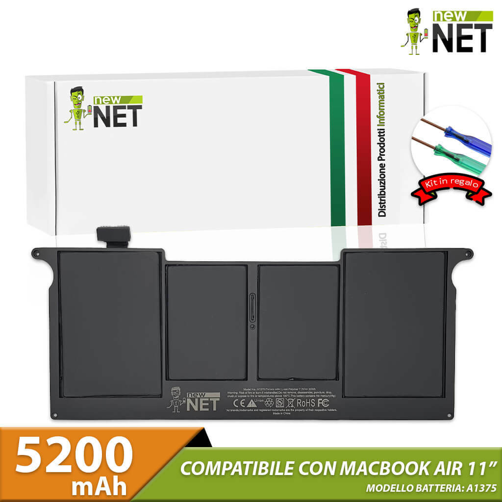 Batteria Ricambio MacBook Air 11 A1370 Anno 2010 - 5200mAh Prezzo Top