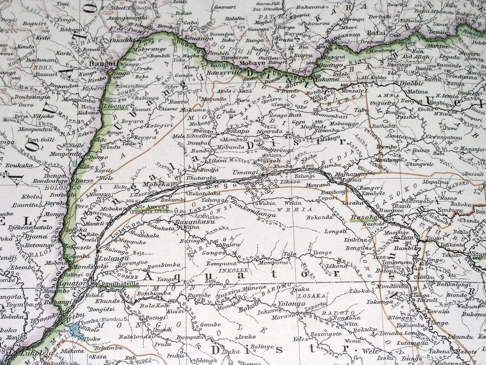 1911 ANTIQUE MAP OF CENTRAL AFRICA - S L960