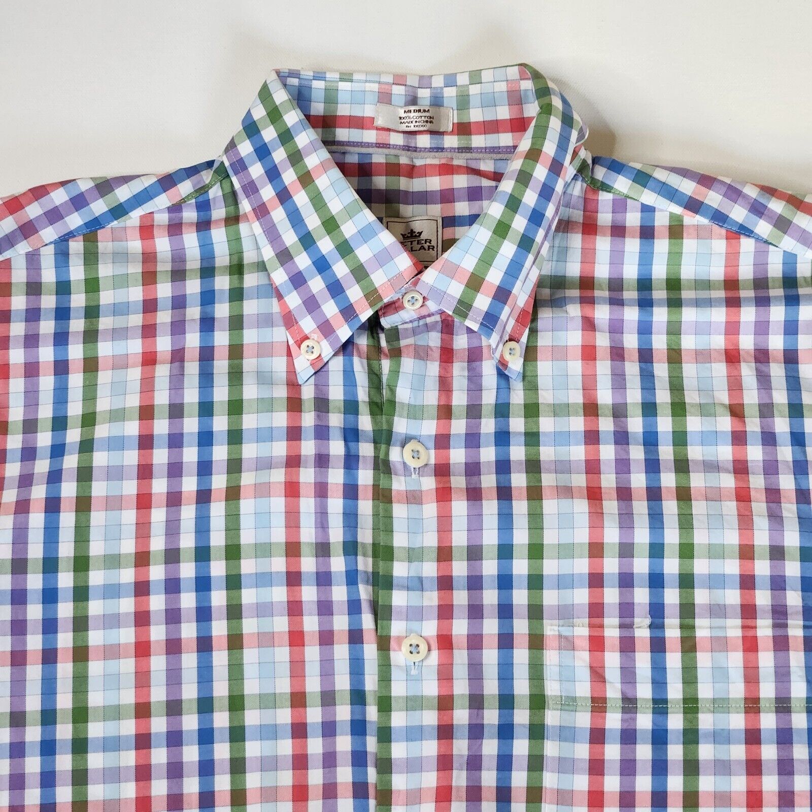 Peter Millar Medium Button Down Gingham Plaid Shi… - image 1