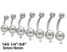 14G 316L Surgical Steel Navel Ring Belly Button Ring with 5mm  8mm Ball