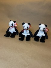 Ty Beanie Babies - Fortune The Panda Bear - Lot Of 3