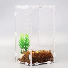 Micro Habitat Terrarium Enclosure 4x4x8 Inches Clear Acrylic Reptile Tank for...