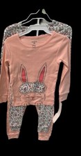 CARTER'S Girls Size 4T 100 Cotton 4 Piece Flower Bunny Pajama NWT Retails 34