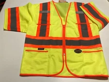 Polyester Tricot Sleeved Safety Vest ANSI 107-15 Class 3 Type P & R, 2X, LIME 