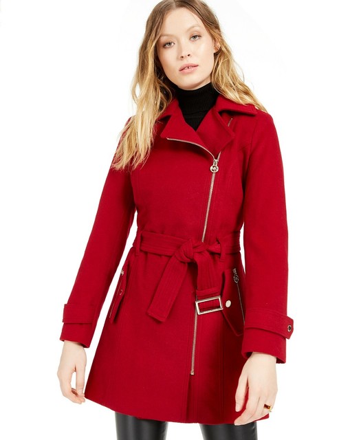 michael kors asymmetrical belted coat