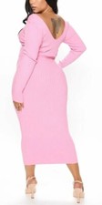 Fashion Nova Pink Long Ribbed Knit Sweater Dress Size XL
