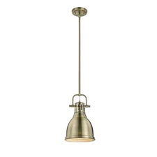 Golden Lighting Duncan AB 1-Light Aged Brass Pendant with Aged Brass Shade