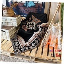 Throw Blanket 50x60 in Reversible, Cotton Boho Blanket Machine Washable, Aztec