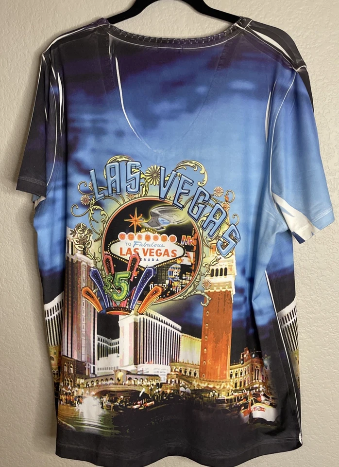 Camisa Top Manga Corta Las Vegas Para Mujer Talla 1X Gráfico Estrás Novedad Foto 2 de 4