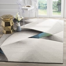 Hollywood Collection Area Rug - 5'3" x 7'6", Grey & Teal, Mid-Century Modern ...