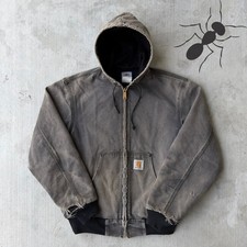 Carhartt J03 faded black hooded work wear jacket Medium