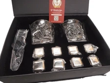 Kollea Whiskey Glasses Tongs Stones Gift Set NEW