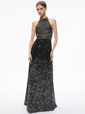 ALICE + OLIVIA JAEL EMBELLISHED HALTER NECK MAXI GOWN SIZE 4 NWT