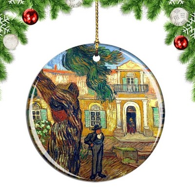 Van Gogh Pine Trees With Figure In The Christmas ornament city travel souvenir