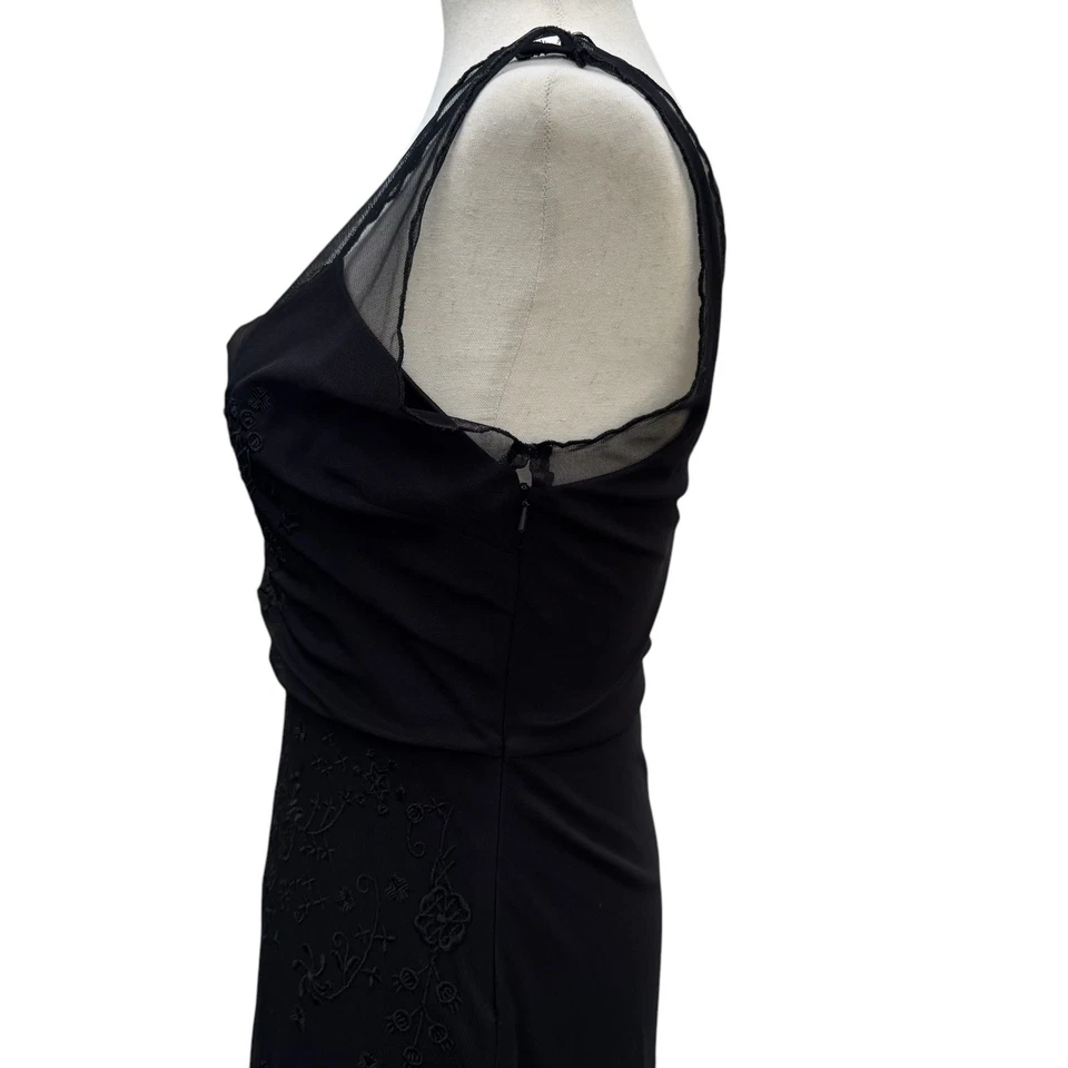 Y2K Whimisgoth Party Midi Dress Sm Black BCBG Beaded Prom Goth Cocktail Dark - Image 3 of 4