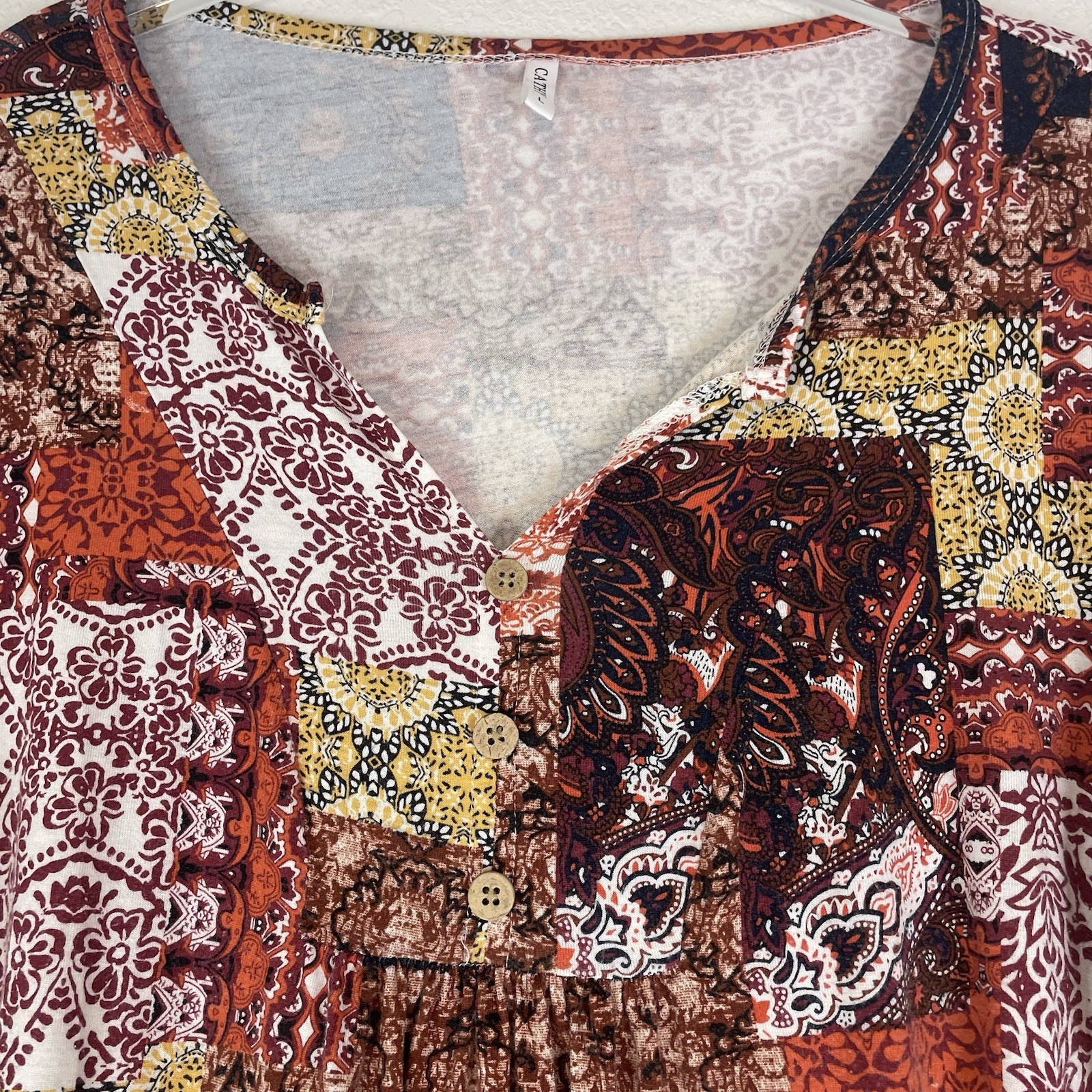 Cathy Top Womens Large Patchwork Boho Cottage Hip… - image 2