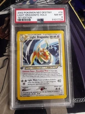 2002 Pokemon Neo Destiny Light Dragonite Holo 1st Edition 14 PSA 8