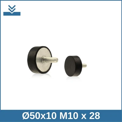 WTB® D Ø50x10 M10 x 28 NK 55° Edelstahl A4 Gummi-Metall-Puffer