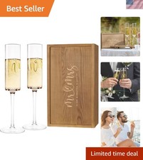 Mr and Mrs Champagne Flutes Set of 2, Engagement Bridal Shower Gifts for Coup...