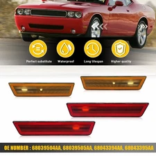 Rear Front Fender Side Marker Light Housings Set For 2008-14 Dodge Challenger 4X