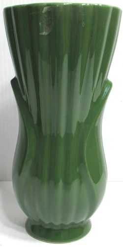 Vintage Red Wing Pottery Flower Vase B1395 Green Yellow 7 5/8" Tall