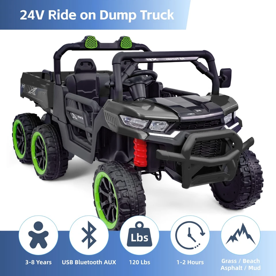 24V Kids Ride on Toy 2 Seater Electric Dump Truck 4 Wheel Drive 6mph with Remote - Image 3 of 4