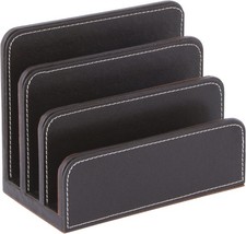 Osco Brown Faux Leather Mail Sorter & Envelope Organiser – Desk File Storage 