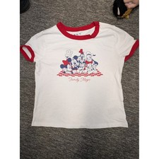 Disney Graphic T-Shirt Kid's XL White Red Mickey  Friends Family Magic Ringer