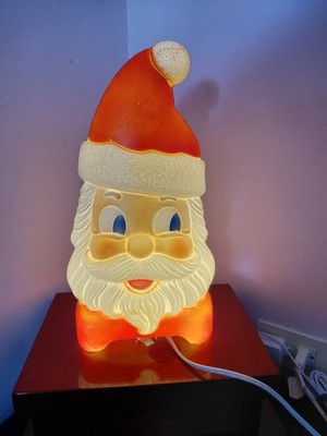 Vintage 1974 Carolina Enterprises Santa Head Blow Mold Light 12'' Double-Sided
