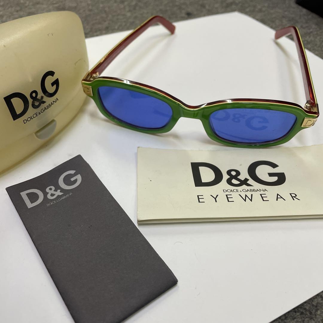 Dolce & Gabbana サングラス Dolce&Gabbana Men Vintage D&G Sunglasses Green Red Frame Blue Lens